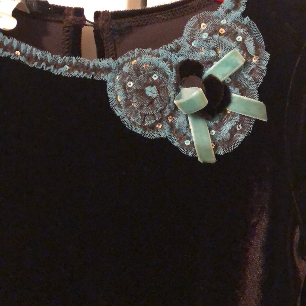 EUC Biscotti brown & teal velour/tulle winter dress. Size 5. Absolutely stunning - Picture 2 of 5